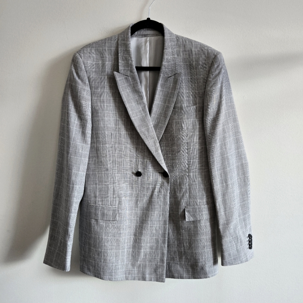 TOPMAN I NWT LE 40R Wool Viscose Blazer Suit Jacket I checkered grey